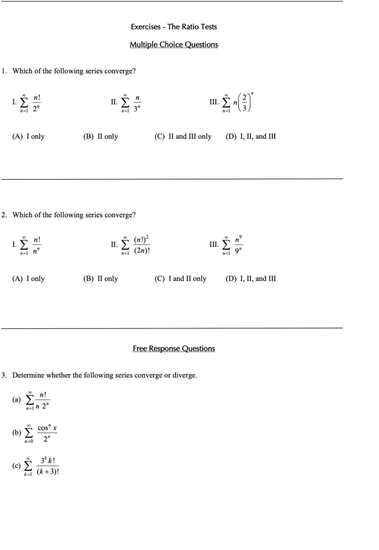 The Ratio Test in Infinite Sequences and Series